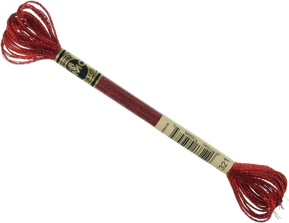 DMC Light Effects Floss, metallic, cross stitch #E321 - Ruby Red - Image 1 of 1