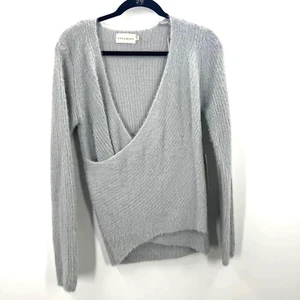 Maglione Dreamers Fronte Aperto Grigio Chiaro Maglia Fuzzy Finto Involucro Donna Medio Nuovo con etichette - Foto 1 di 8