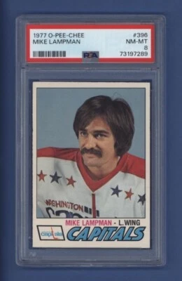1977-78 OPC #396 MIKE LAMPMAN PSA 8 NM-MT Washington Capitals *VERY LOW POP* - Image 1 of 2