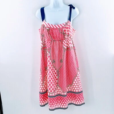Tibi Silk Blend Empire Waist Dress Printed Pink Sleeveless Rope Print Sz 8 - Image 1 of 4