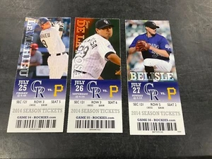 Talón de boleto Rockies 2014 25/07/14-26/7/14-27/14 vs piratas - Imagen 1 de 4