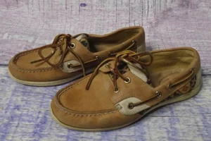 Sperry Top-Sider Boat Deck Women’s Sz 7M Leather Cheetah Print Shoes Slip on - Picture 1 of 15