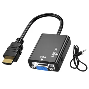 HDMI To VGA 1080P HD Conversion Cable VGA+ Audio Output 3.5mm For PC Projector - Picture 1 of 8
