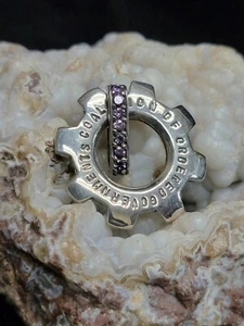 Colgante genuino de plata esterlina 925, Cog, dogtag, pulido, amatista, fianza, nuevo #2 - Imagen 1 de 8