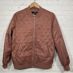 Chaqueta de vuelo acolchada Forever 21 para mujer mediana malva bolsillos con cremallera completa - Imagen 1 de 11