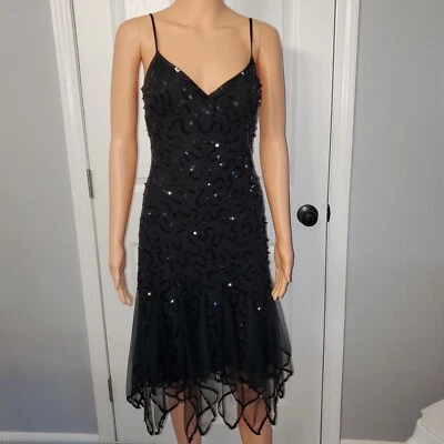 Betsy Johnson Black VTG Y2K  Sequin Dress Sz 4  Sheer Forest Fairy Whymsycal  - Image 1 of 4