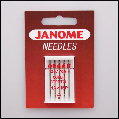 JANOME Sewing Machine SUPER STRETCH NEEDLES - SIZE 11/75 (PACK OF 5) - HA X 1SP