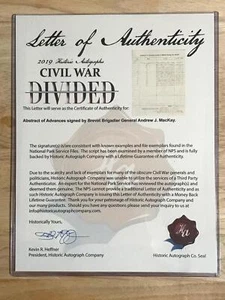 Documento de 1864 dividido de la Guerra Civil 2019 autógrafos históricos - Avances a oficiales - Imagen 1 de 2