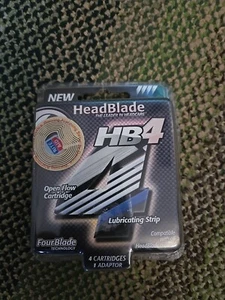 HeadBlade HB4 Razor Refill Cartridges 4 Lubricated Cartridges 1 Adapter New - Picture 1 of 2