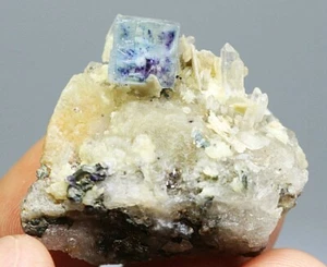 Cubo viola blu naturale fluorite fantasma cristallo quarzo esemplare minerale/Cina - Foto 1 di 14