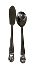 International 1847 Rogers Bros ETERNALLY YOURS Master Buttermesser & Zuckerlöffel - Bild 1 von 8