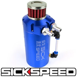 SICKSPEED BLUE OIL CATCH CAN VENTED BAFFLED ENGINE W BREATHER FILTER P4 - Picture 1 of 1