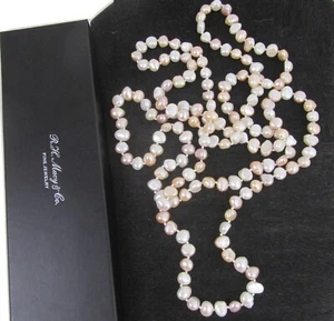 RH Macy Natural Freshwater Cultured Pearl Necklace Extra Long 62" Fine Jewelry - Picture 1 of 10