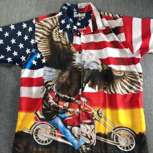 Camisa Bandera Americana Para Hombre Estrellas y Rayas Águila Motociclista EE. UU. XL 4 de Julio - Imagen 1 de 6