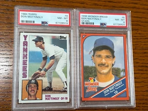 1984 Topps # 8 Don Mattingly PSA 8 NM-MT RC & 1990 Wonder Bread Mattingly PSA 8 - Picture 1 of 2