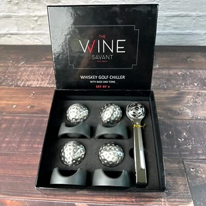 The Wine Savant Stainless Steel Golf Shape Whiskey Chiller Base Tong Ice Cubes - Picture 1 of 5