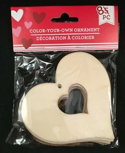 Color Your Own Ornament - Heart - Heart Within Heart - Wood Shapes - 8 Pieces -F - Picture 1 of 3