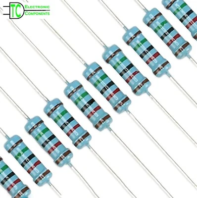 1 Watt Resistors Metal film 1% 0.1 ohm to 2.2M ohm Full E24 series available - Image 1 of 4