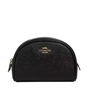 COACH COSMETIC MAKEUP CASE BLACK DOME SHAPE CROSSGRAIN LEATHER NEW! - Picture 1 of 5