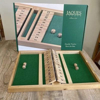 Shut the Box Wooden -  2 Player - 12 numbers - Wooden board and 4 dice - Image 1 of 4