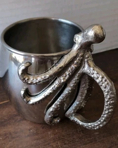Pier 1 Imports Mug Octopus Metal Cup Nautical Stainless Steel - Picture 1 of 8