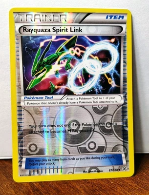 POKEMON RAYQUAZA SPIRIT LINK 87/108 REVERSE HOLO TRAINER ROARING SKIES MP - Image 1 of 4