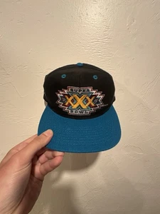 Vintage 90s NFL Team Logo 7 Super Bowl XXX Hat Cap Snapback Black Dallas Cowboys - Picture 1 of 5