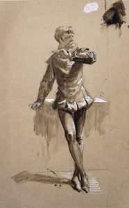 Hermann Schneider - Noble Mann Medieval Man Drawing Design 1900 - Picture 1 of 1