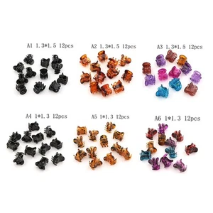 12pcs 6 Colors 1.5cm Small Mini Plastic Black Hair Clips Claws Cl~NA - Picture 1 of 13