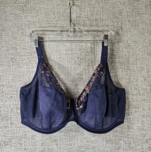 Elomi 4380 Charley Plunge Bra Underwire Womens 42K Storm Blue Lace Convertible - Picture 1 of 11