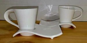 Artisano Designs Swish Cup and Biscotti Saucer Favor (Set of 2) Espresso - Picture 1 of 9