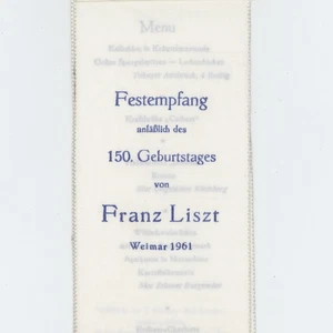 Menükarte Stoff DDR Franz Liszt Empfang Speisekarte Wimpel Original Weimar 1961 - Picture 1 of 5