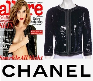 Chanel Vintage 2013 Black Sequin Short Evening Jacket 34 36 2 4 Coat Top 13 S XS - Picture 1 of 17
