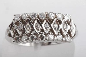 Diamant Ring Altschliffdiamanten Achtkant 14 K 585 Weiß Gold Gr 52 Antik # - Bild 1 von 10
