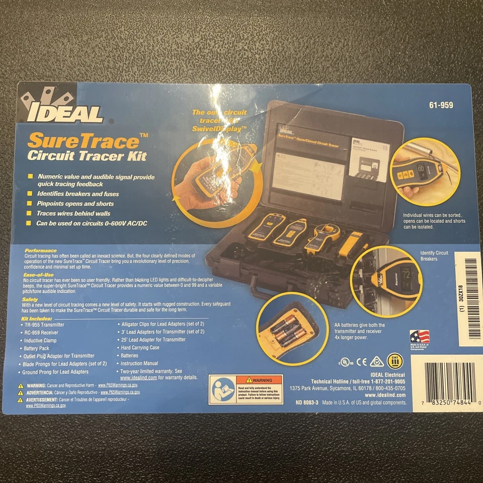 Ideal 61-959 Suretrace комплект трассировщиков разомкнутых замкнутых цепей с зажимом - Изображение 1 из 4