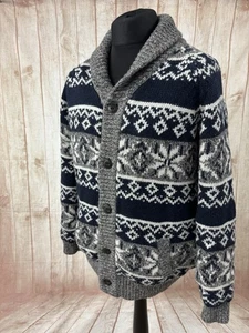Duffer St George Uomo Grande Fairisle Maglia Nordica Sherpa Pile Giacca Maglione Lana - Foto 1 di 24