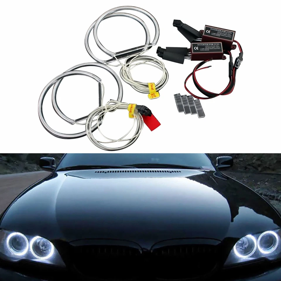 4pcs 8000K Xenon CCFL Angel Eyes Halo Rings LED Lights Lamp For BMW E36 E39 E46 - Image 1 of 4