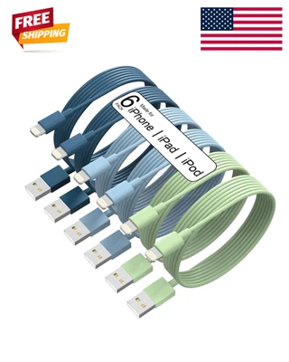iPhone Charger 6Pack Apple MFi Certified Fast Charging Cable 3/3/6/6/6/9 FT Ligh - Image 1 of 4