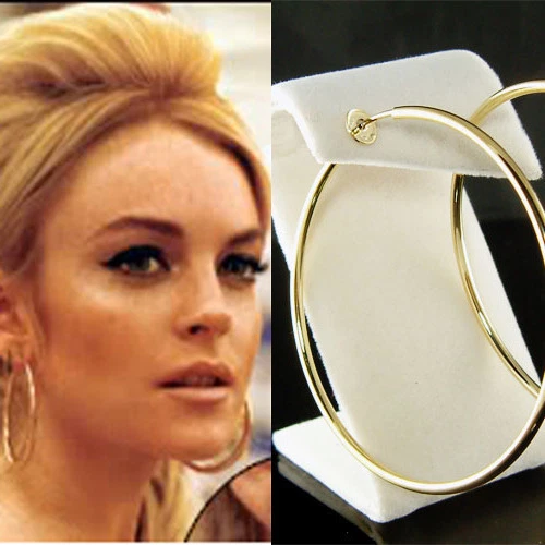 2 1/2" 60mm Chapado en Oro 14K Fácil ~ Clip en Aro Redondo Círculo Pendientes No Perforados Foto 1 de 1