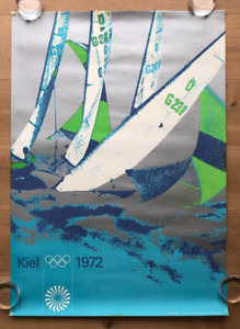 Plakat Poster (Beschädigt) Olympiade 1972 München Olympia _ Kiel Segeln _ DIN A1