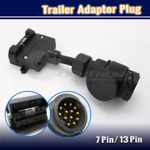 13 PIN ROUND PLUG TO 7 PIN FLAT SOCKET TRAILER ADAPTOR CARAVAN WIRING CONNECTOR - Picture 1 of 4