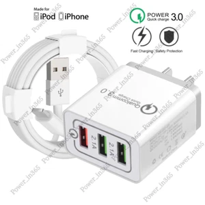 QC Power Adapter Cube Fast Charger USB Charging Cable For iPhone 14 13 12 8 7 6 - Picture 1 of 15