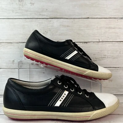 Zapatilla deportiva de tenis Ecco Golf Talla 9-9.5/40 de cuero negro con cordones sin clavos Foto 1 de 4