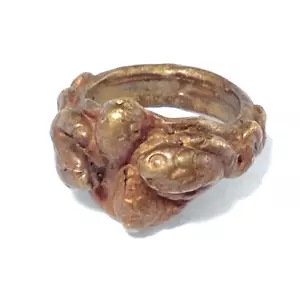 4 Head Snake Naka Ring Thai Amulet BRASS Vintage POWER Luck Wealth LOVE Infinity - Picture 1 of 6