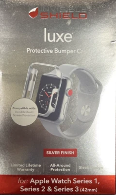 InvisibleShield Luxe Bumper Case 42mm Apple Watch  Series 1, 2, 3 Case Silver - Image 1 of 4