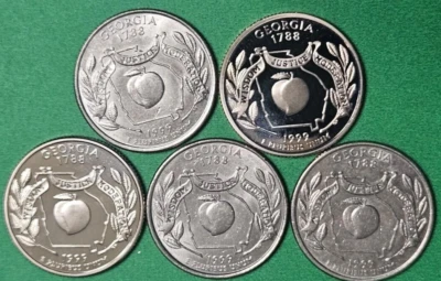 1999 Georgia State Quarters with Two S Choice Proof Clad 25c US Coins - Image 1 of 2