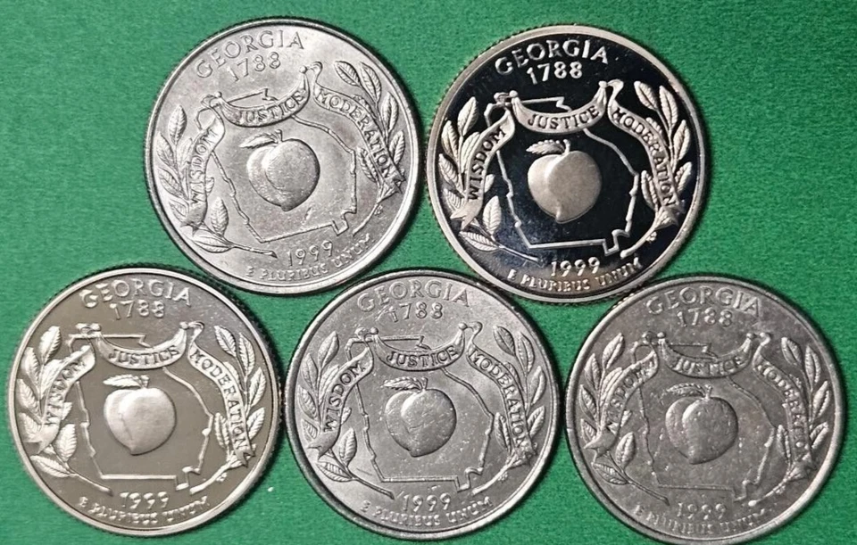 1999 Georgia State Quarters with Two S Choice Proof Clad 25c US Coins - Image 1 of 2