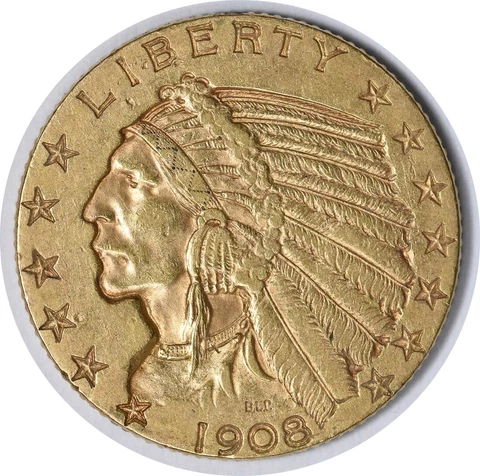1908-D $5 Gold Indian EF Uncertified #154 Cover
