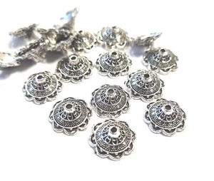 große Perlkappen Blume 20 Endkappen Farbe antiksilber Spacer #S310 - Bild 1 von 3