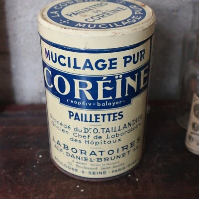 ancienne boite en tole vide medicament medecine pharmacie COREINE MUCILAGE PUR - Photo 1/4